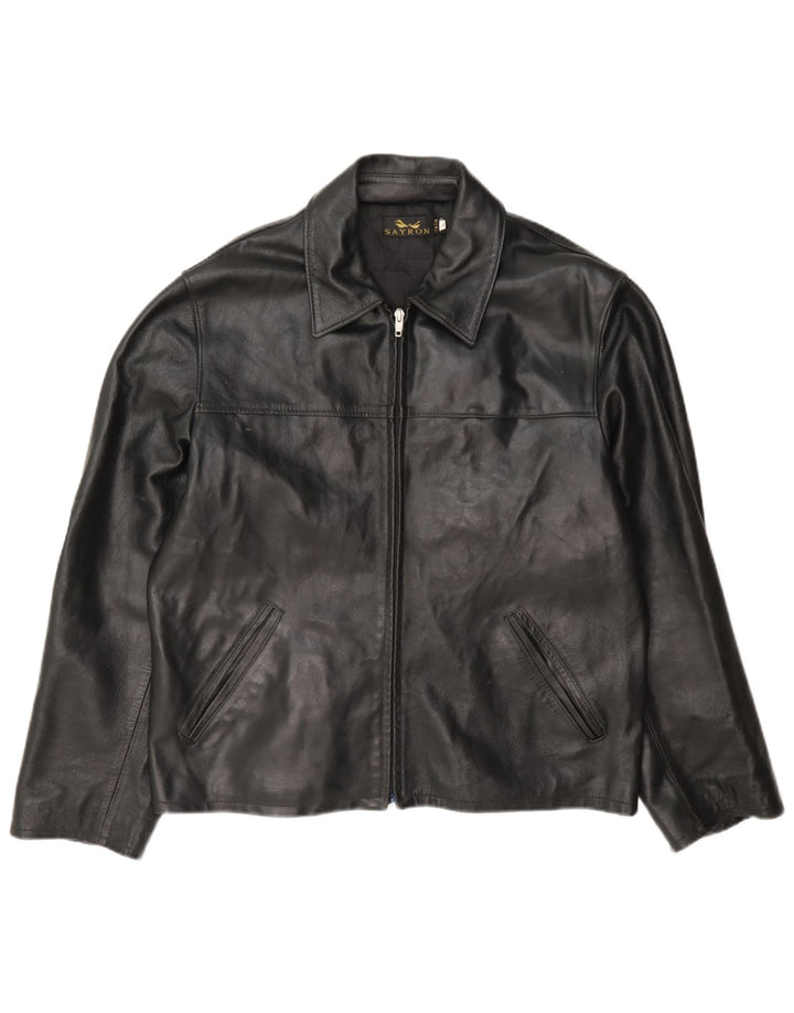 Vintage Mens Leather Jacket UK 40 Large Black