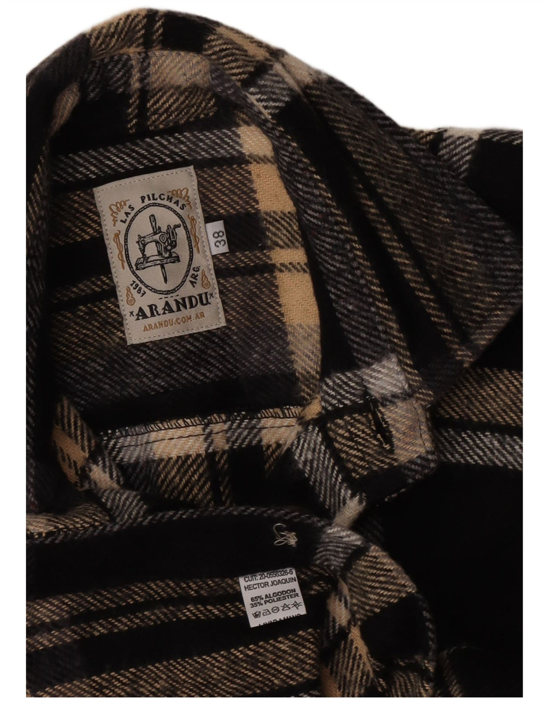 Vintage Mens Flannel Shirt Size 38 Medium Black Check Cotton