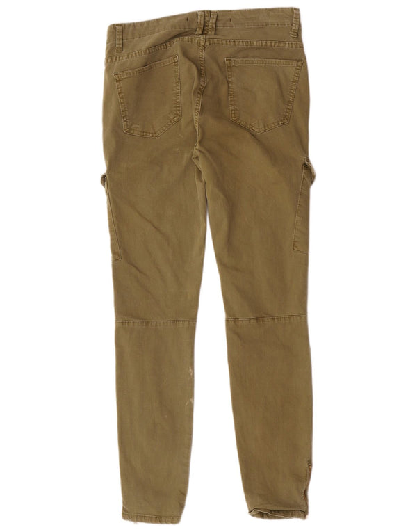 Zara Womens Slim Cargo Trousers EU 42 Large W32 L29 Khaki Cotton
