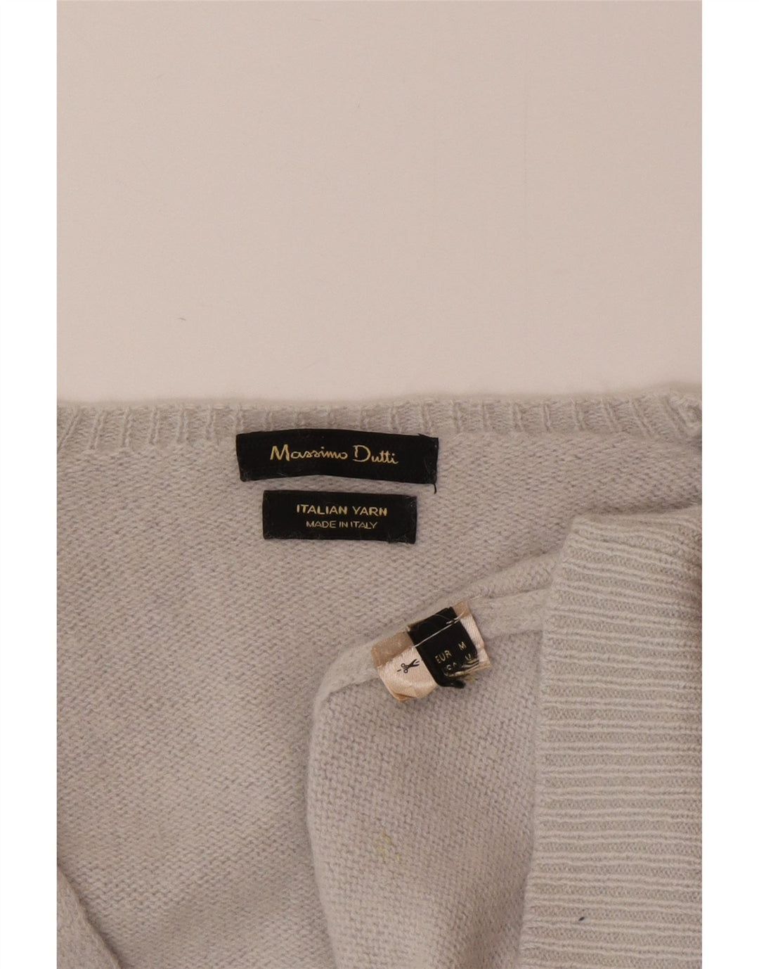 Massimo Dutti Womens V-Neck Jumper Sweater UK 12 Medium Grey
