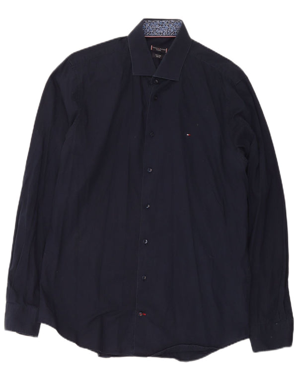 Tommy Hilfiger Mens Easy Care Slim Fit Shirt Size 41 16 Medium Navy Blue