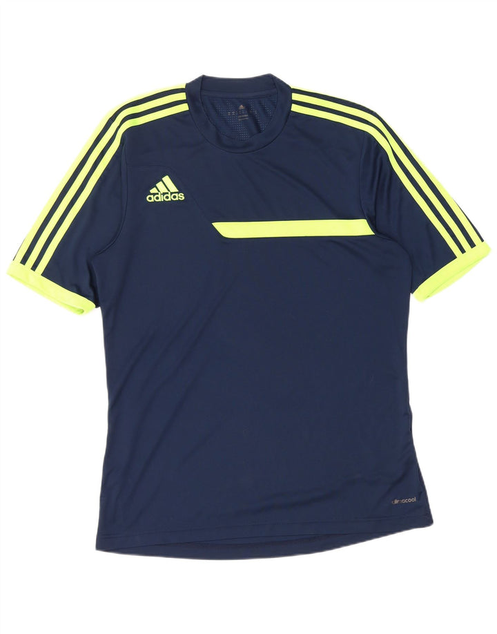 ADIDAS Mens Climacool T-Shirt Top Medium Navy Blue Colourblock Polyester