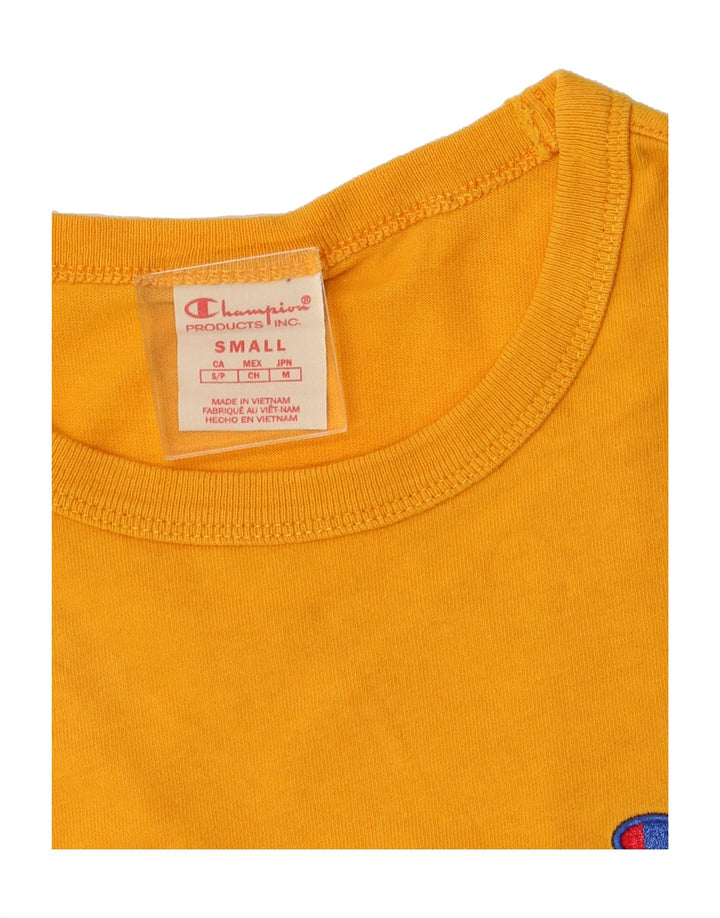 CHAMPION Mens T-Shirt Top Small Yellow Vintage Champion and Second-Hand Champion from Messina Hembry 