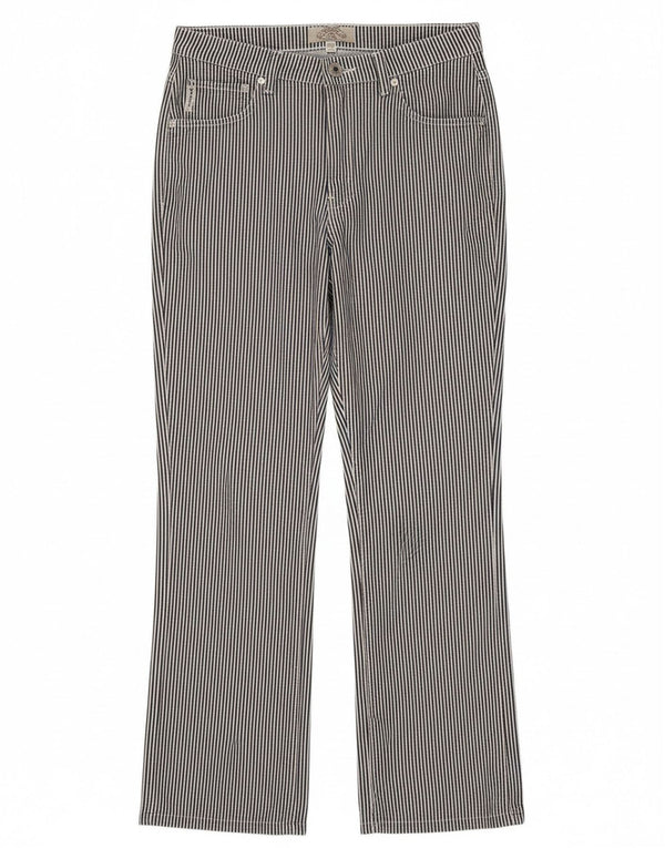 Armani Womens Straight Casual Trousers W31 L29 Navy Blue Pinstripe