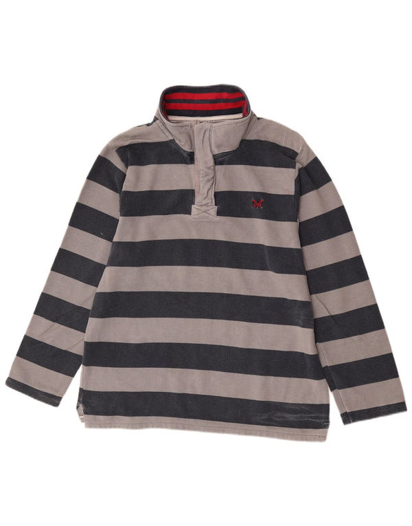 Crew Clothing Mens Zip Neck Sweatshirt Jumper Medium Grey Striped