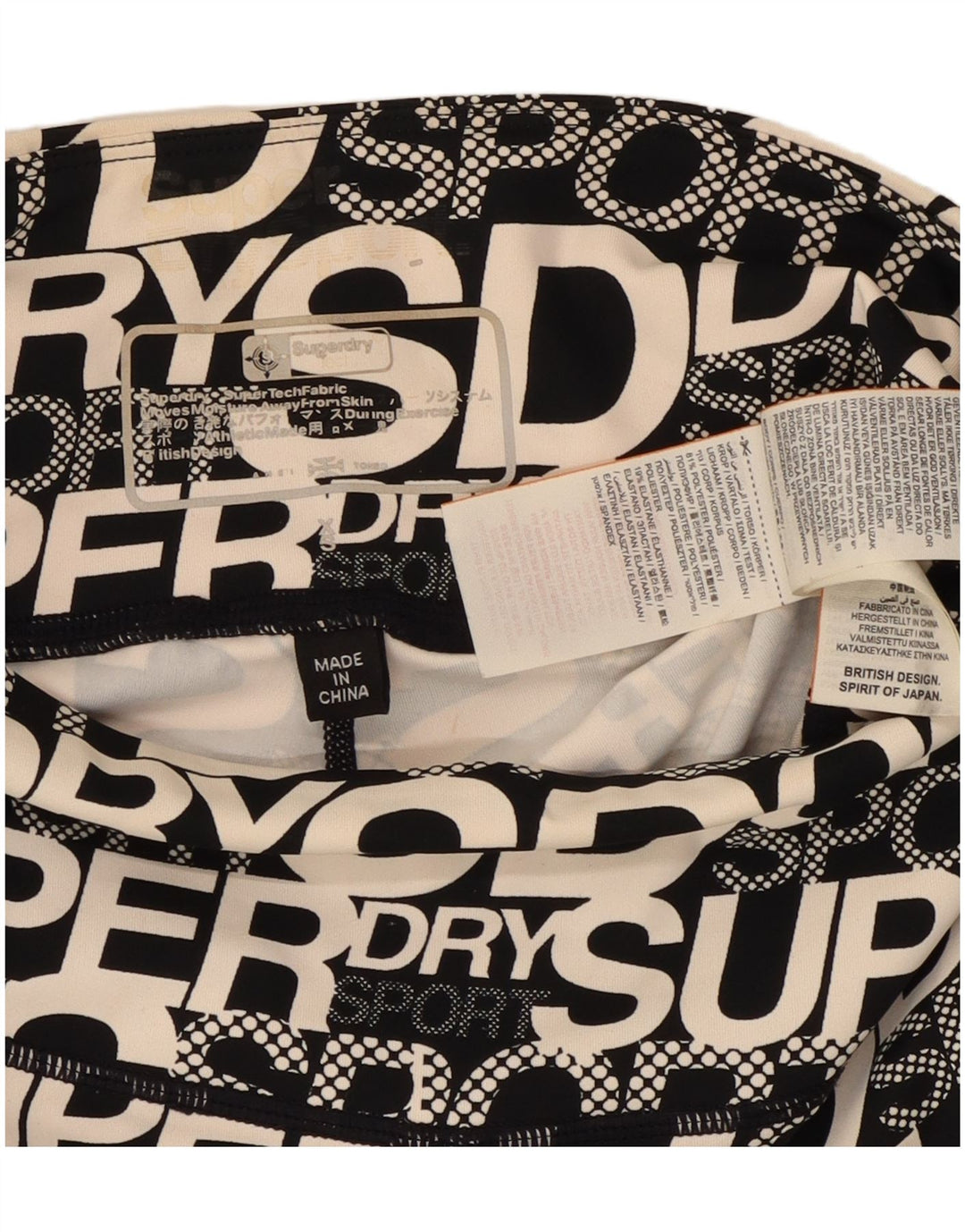 SUPERDRY Womens Graphic Capri Leggings UK 4 XS  Black Polyester
