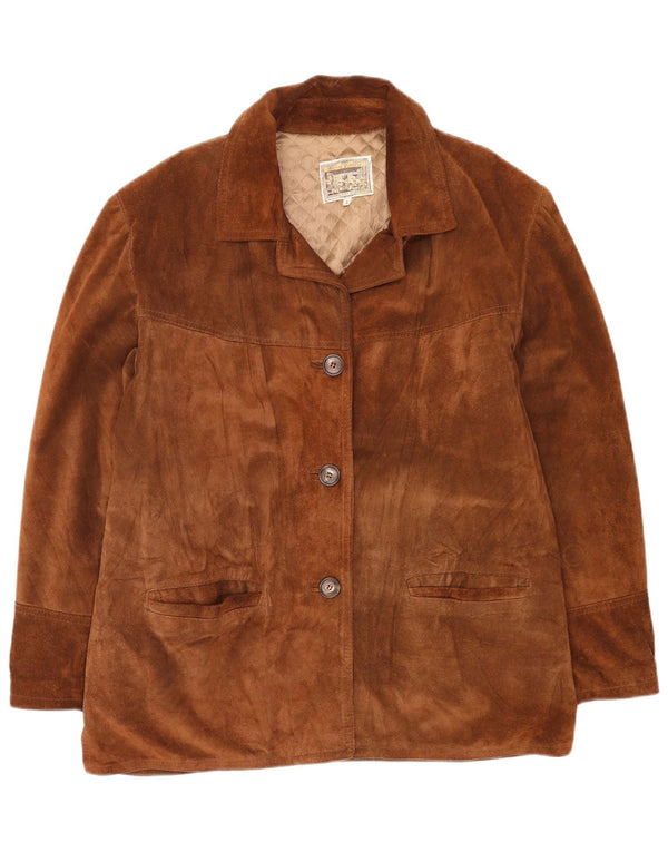 Vintage Womens Suede Jacket UK 16 Large Brown Leather
