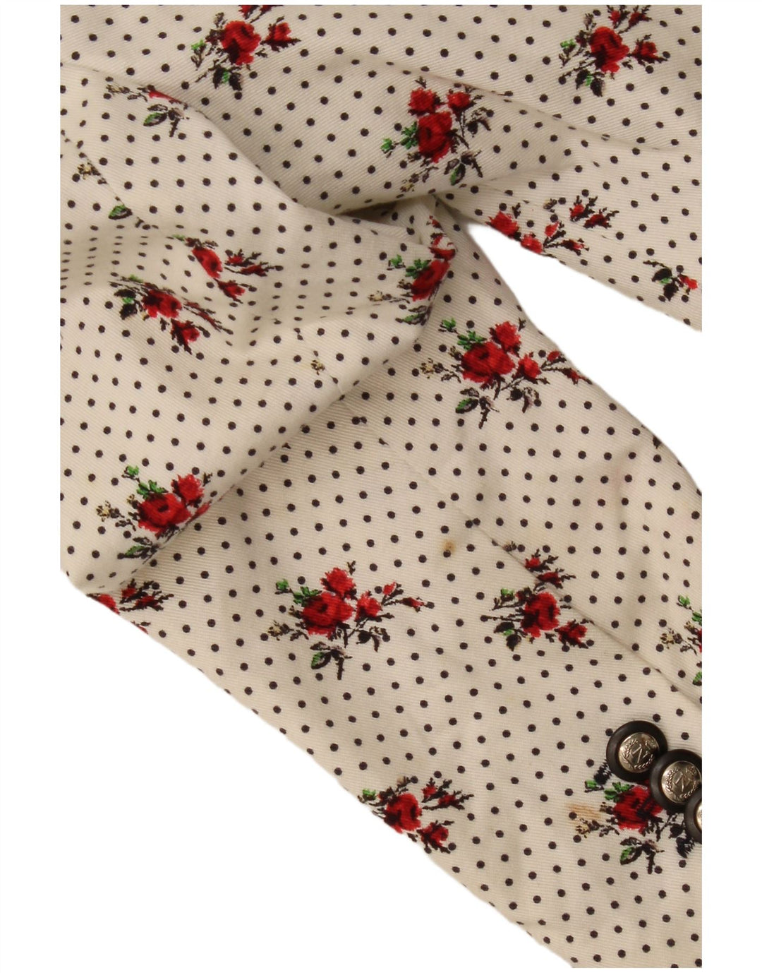 Zara Womens 1 Button Blazer Jacket UK 12 Medium White Floral Cotton