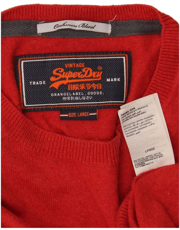 Superdry Mens Crew Neck Jumper Sweater Large Red Cotton
