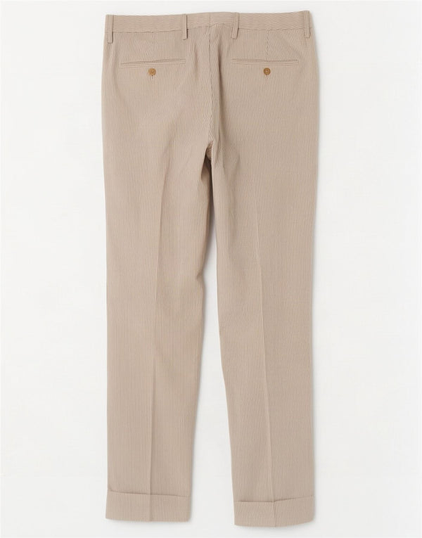 Hugo Boss Mens Pegged Chino Trousers EU 46 Small W32 L30 Beige Pinstripe