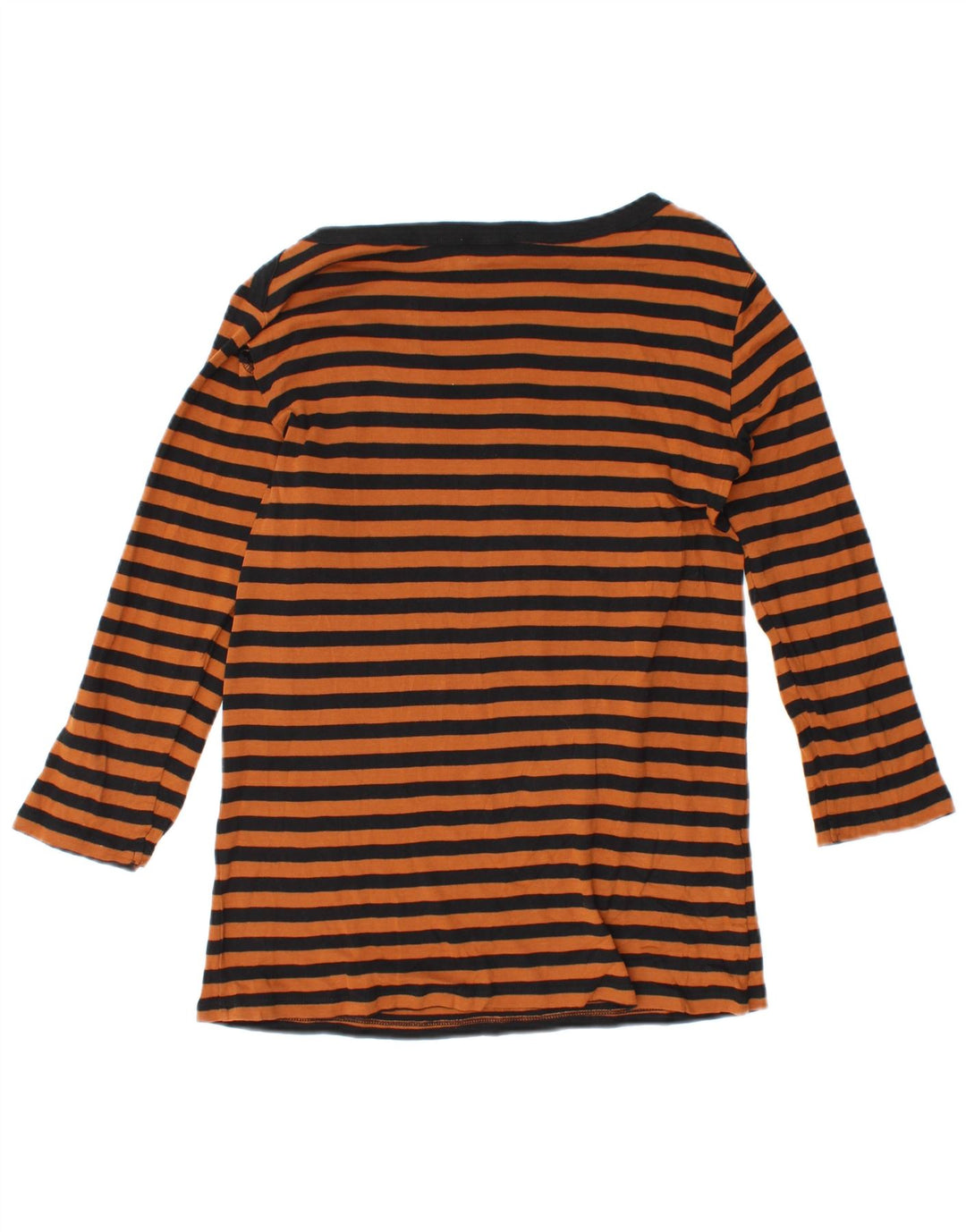 BENETTON Womens Top 3/4 Sleeve UK 12 Medium Orange Striped