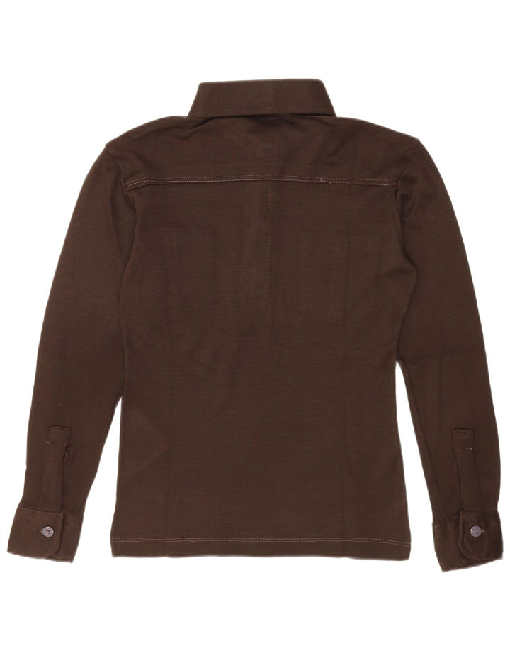 BETA Mens Long Sleeve Polo Shirt Small Brown