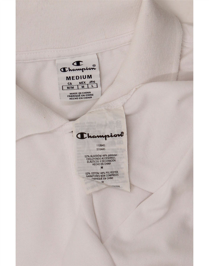 Champion Womens Polo Shirt UK 12 Medium White Cotton
