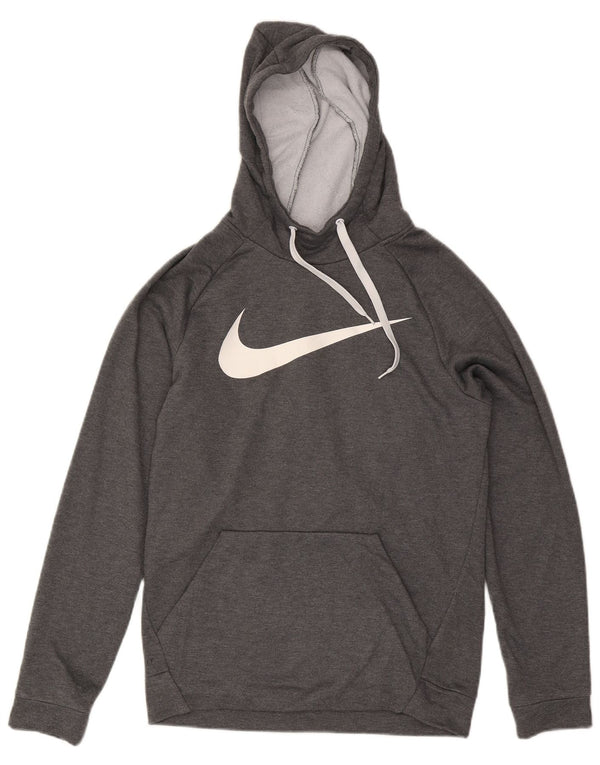 Nike Mens Dri Fit Graphic Hoodie Jumper Small Grey Polyester