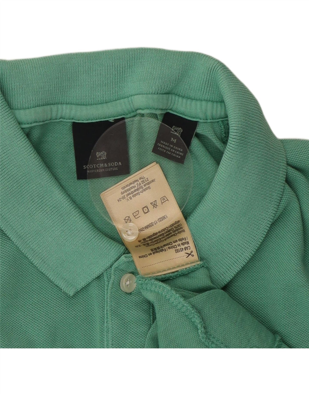 SCOTCH & SODA Mens Amsterdam Couture Polo Shirt Medium Green Cotton