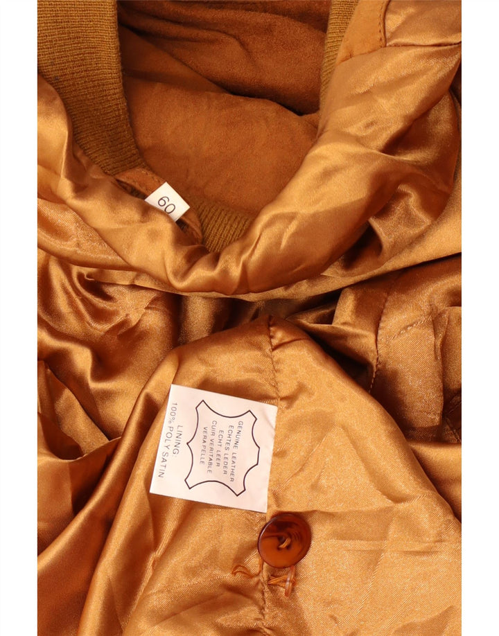 Vintage Mens Suede Bomber Jacket IT 60 3XL Brown Leather