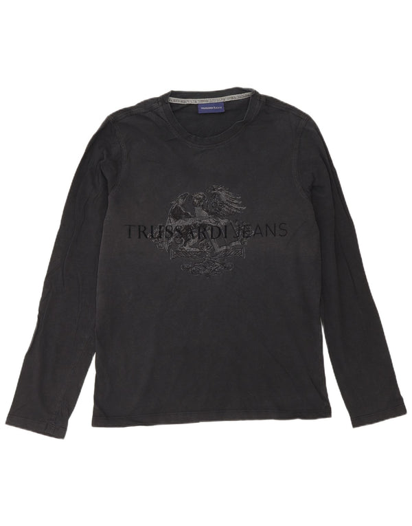 Trussardi Jeans Mens Graphic Top Long Sleeve Small Black