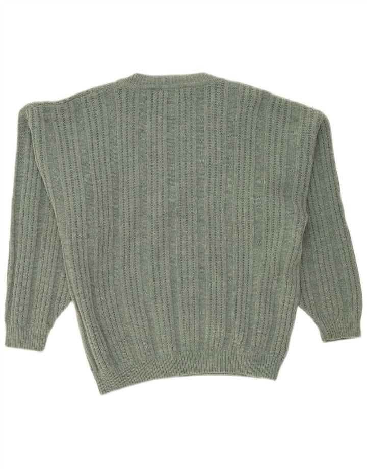 Xavier Mens V-Neck Jumper Sweater XL Green Wool