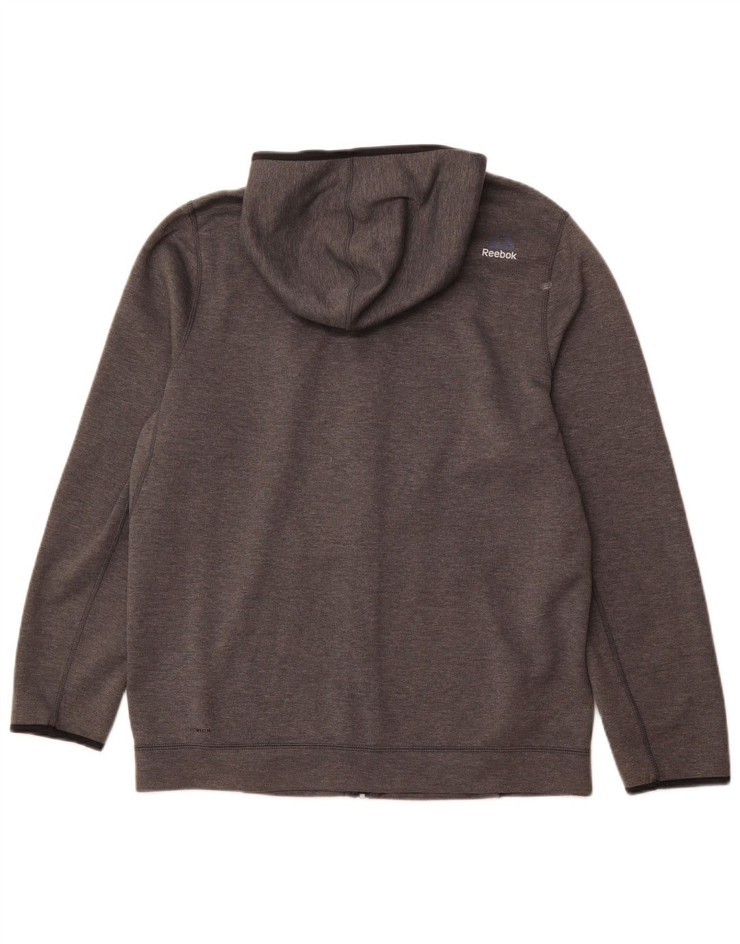 REEBOK Mens Zip Hoodie Sweater Large Grey Polyester
