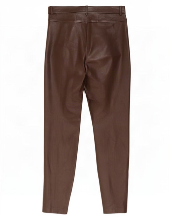 Zara Womens Slim Faux Leather Trousers Large W30 L29 Brown Polyethylene