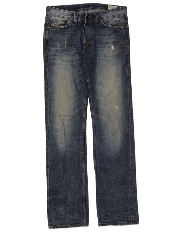 DIESEL Womens Viker Distressed Straight Jeans W31 L34 Blue Cotton
