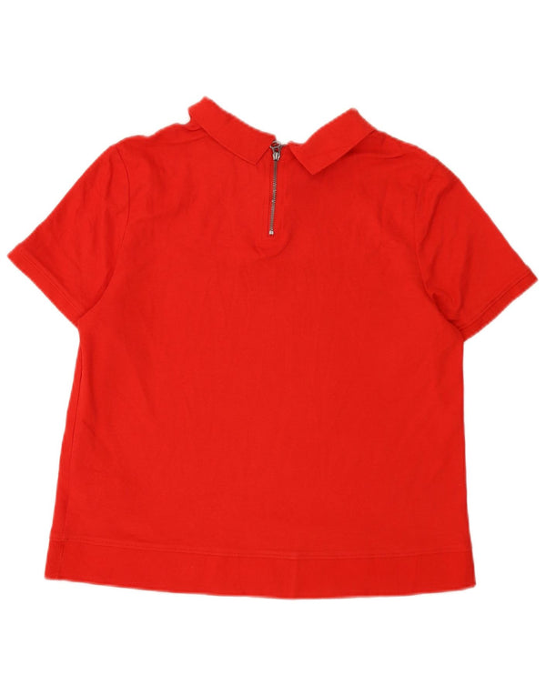 Tommy Hilfiger Womens Graphic Polo Shirt UK 14 Large Red Cotton
