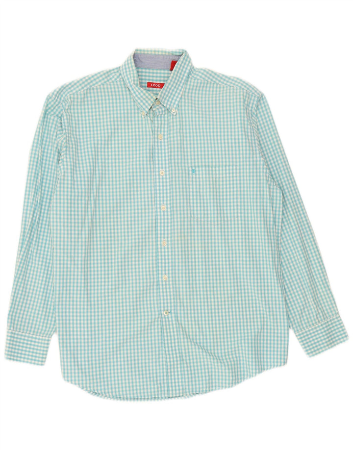 Izod Mens Shirt Large Blue Gingham