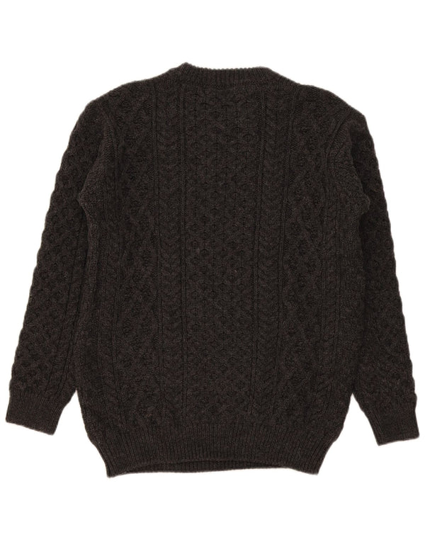 Irelands Eye Womens Crew Neck Jumper Sweater UK 18 XL Grey Merino Wool