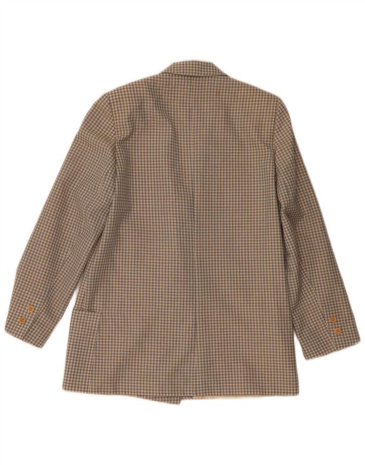 VINTAGE Womens Double Breasted Blazer Jacket EU 38 Medium Beige Check