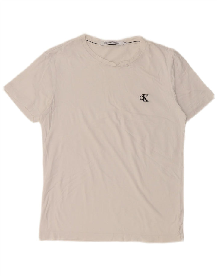 CALVIN KLEIN Womens T-Shirt Top UK 14 Medium White