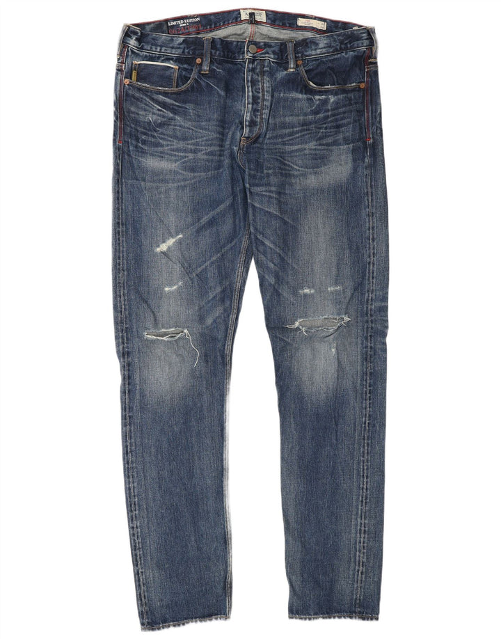 ARMANI Mens Limited Edition Distressed Slim Jeans W36 L34 Blue Cotton