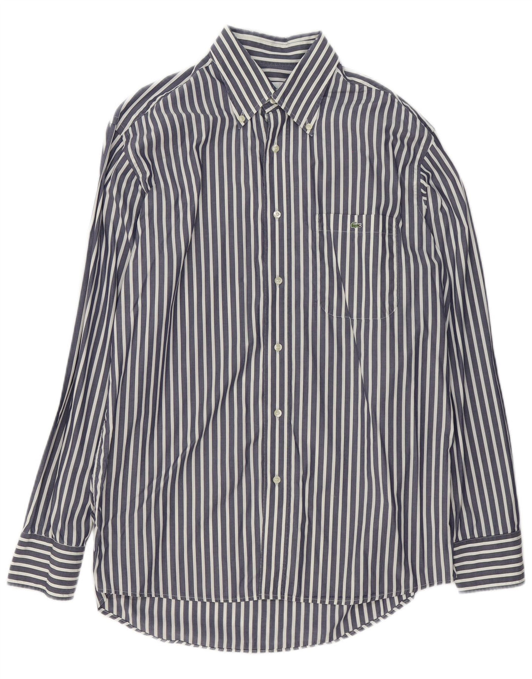 Lacoste Mens Shirt Size 41 Medium Navy Blue Pinstripe Cotton