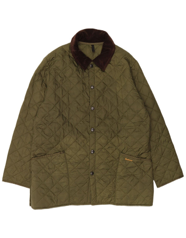 Barbour Mens Quilted Jacket UK 42 XL Green Polyester
