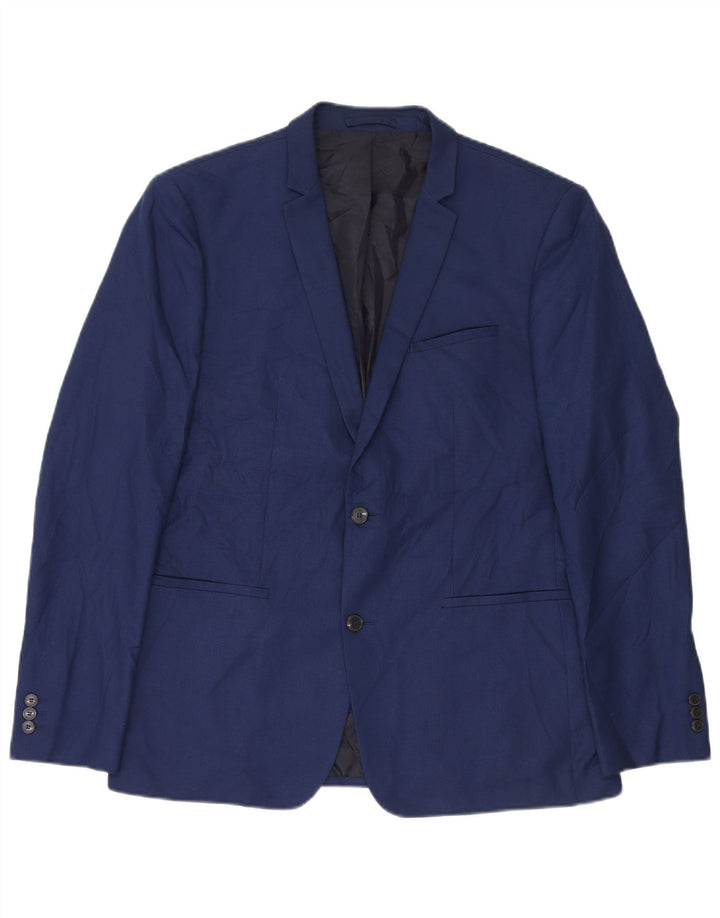 Zara Mens 2 Button Slim Fit Blazer Jacket EU 54 XL Navy Blue