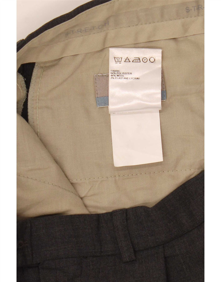 Marks & Spencer Mens Tailored Pegged Suit Trousers W34 L28 Grey Polyester