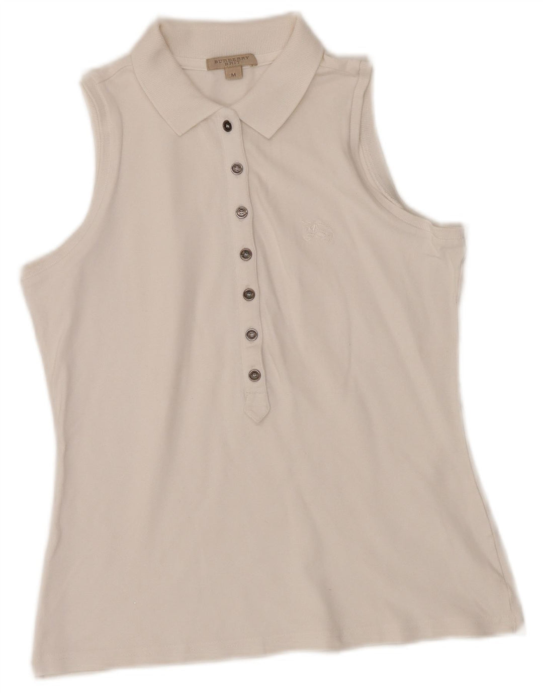 BURBERRY Womens BRIT Sleeveless Polo Shirt UK 12 Medium White