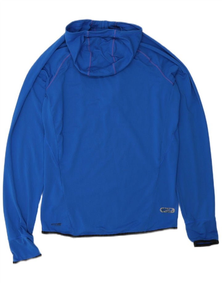 Asics Mens Hooded Zip Neck Top Long Sleeve Medium Blue Polyester