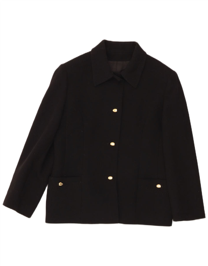 Vintage Womens 3 Button Blazer Jacket UK 18 XL Black Wool