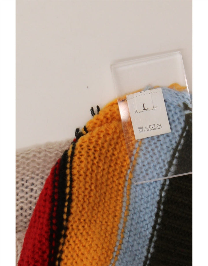 VINTAGE Womens Boat Neck Jumper Sweater UK 14 Large Multicoloured