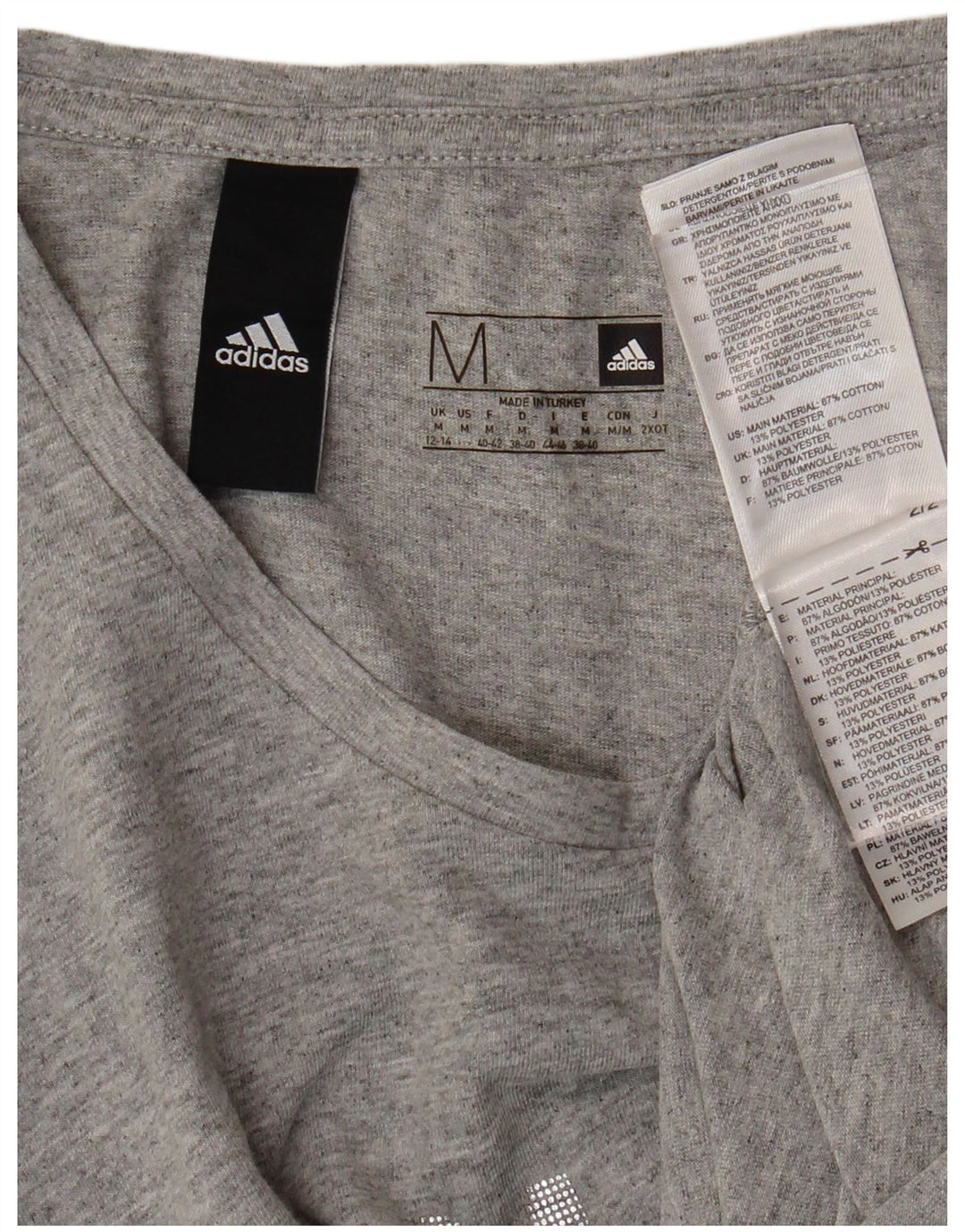 ADIDAS Womens Graphic T-Shirt Top UK 12/14 Medium Grey Cotton