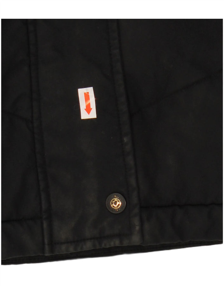 TRUE RELIGION Womens Crop Padded Jacket UK 16 Large Black Polyester