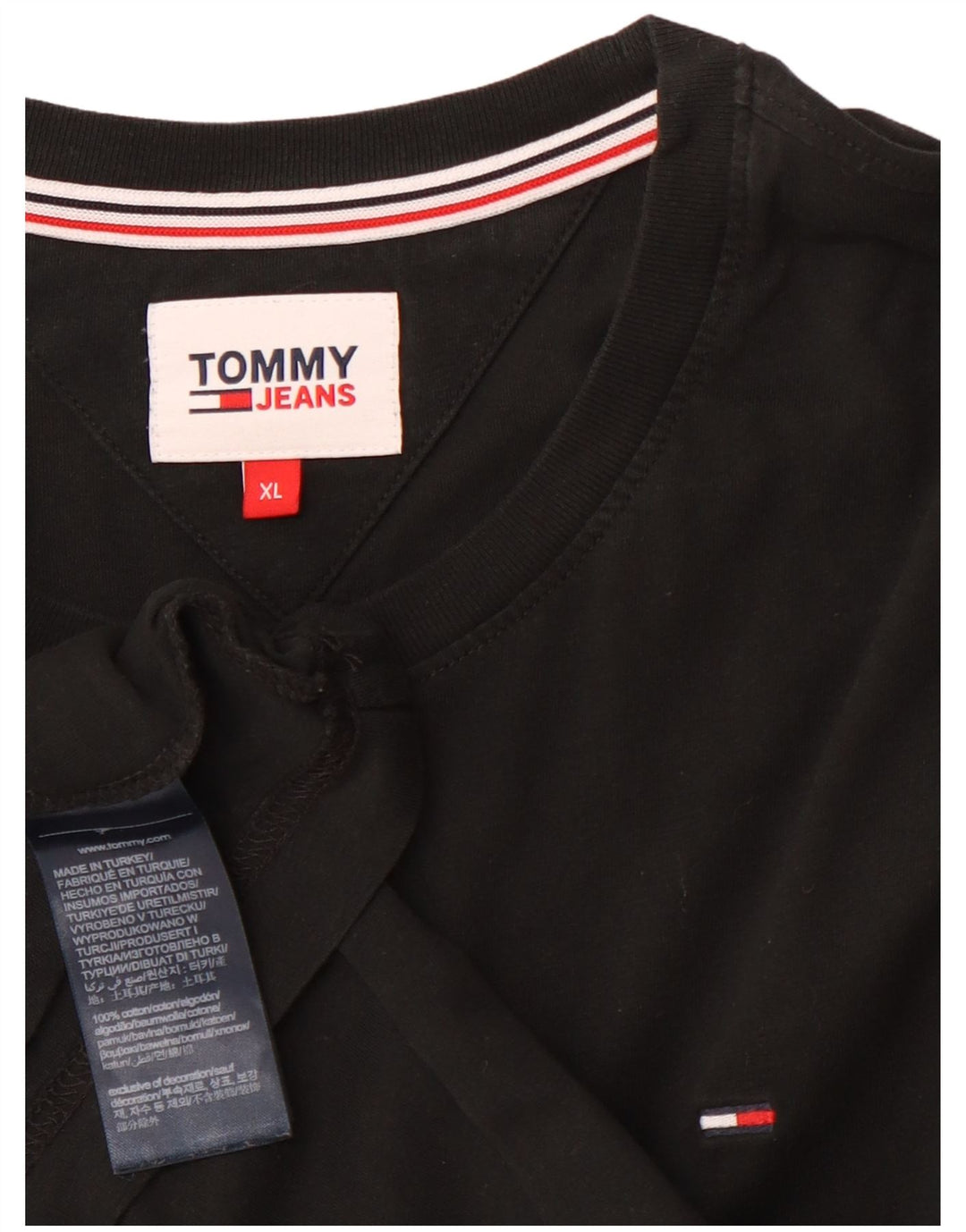 TOMMY HILFIGER Mens T-Shirt Top XL Black Cotton