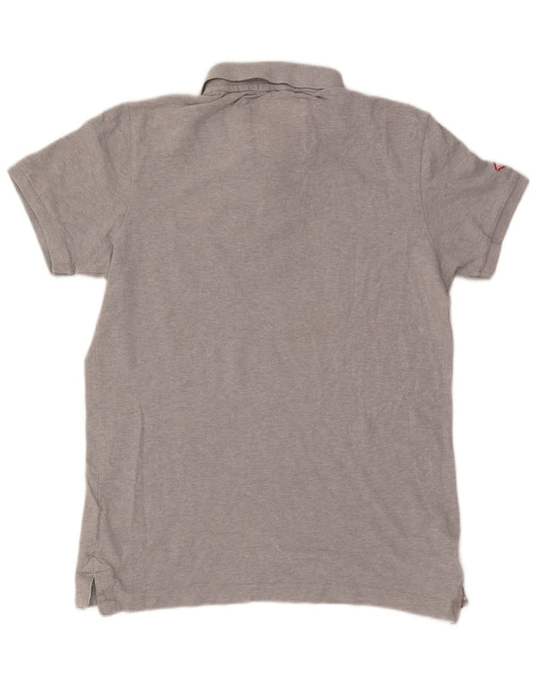 Superdry Mens The Classic Polo Shirt Large Grey Flecked Cotton
