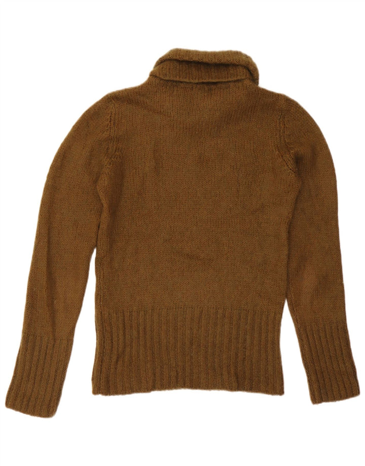 Massimo Dutti Womens Roll Neck Jumper Sweater UK 12 Medium Khaki Acrylic