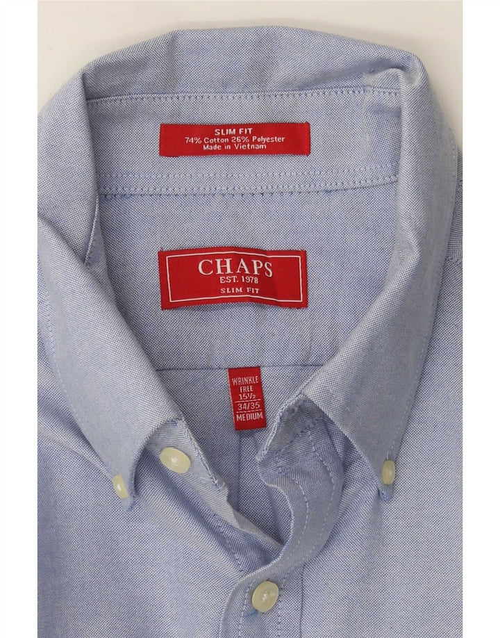 Chaps Mens Slim Fit Shirt Size 15 1/2 Medium Blue Cotton