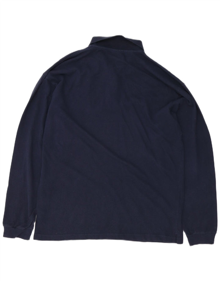 CHAMPION Mens Long Sleeve Polo Shirt 2XL Navy Blue Cotton