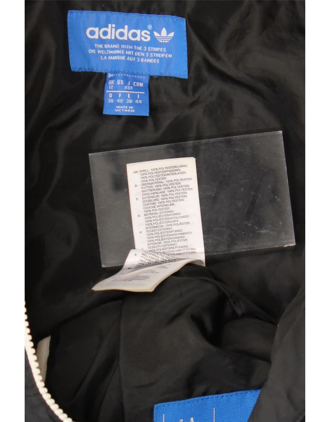 ADIDAS Womens Hooded Padded Jacket UK 12 Medium Black Polyester Vintage Adidas and Second-Hand Adidas from Messina Hembry 