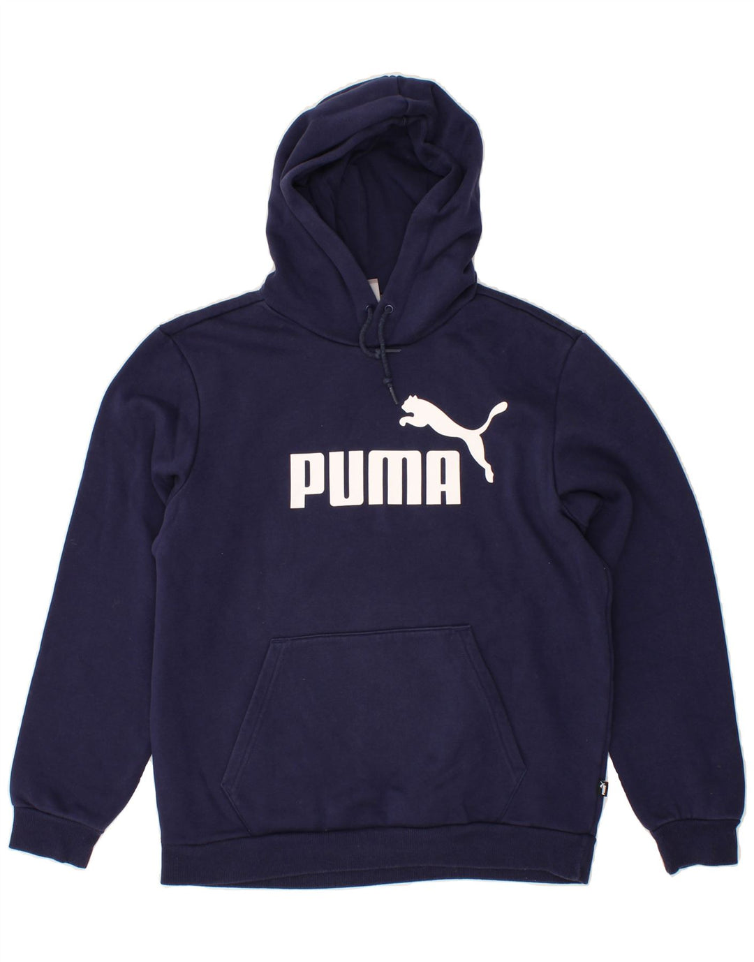 PUMA Mens Graphic Hoodie Jumper Medium Navy Blue Cotton Vintage Puma and Second-Hand Puma from Messina Hembry 