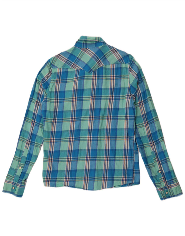 Hollister Mens Flannel Shirt Medium Blue Check Cotton