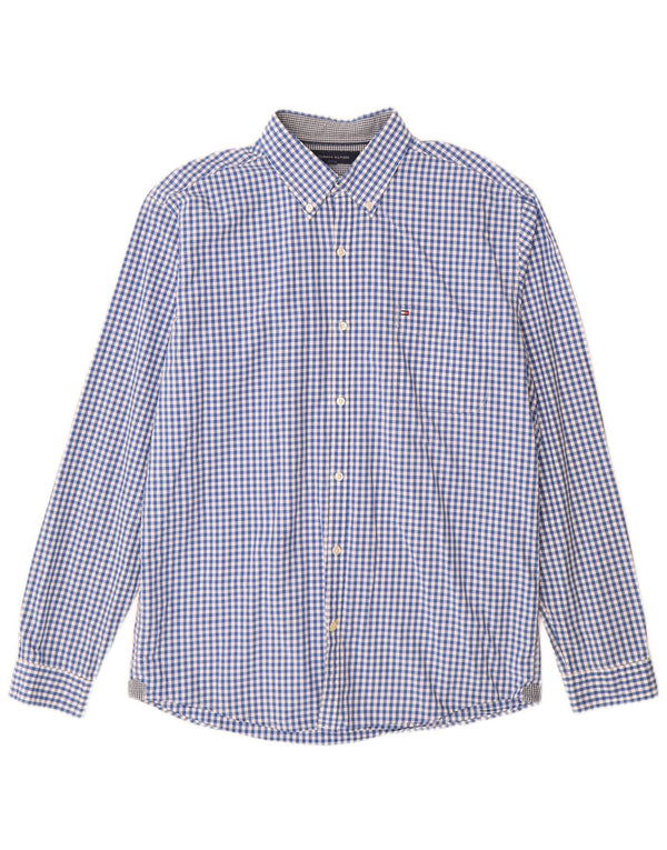 Tommy Hilfiger Mens Vintage Fit Shirt Large Blue Gingham Cotton